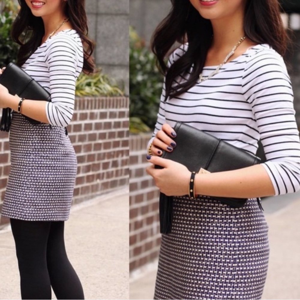 J Crew Tweed Wool Blend Black & White Grey Mini Skirt 2